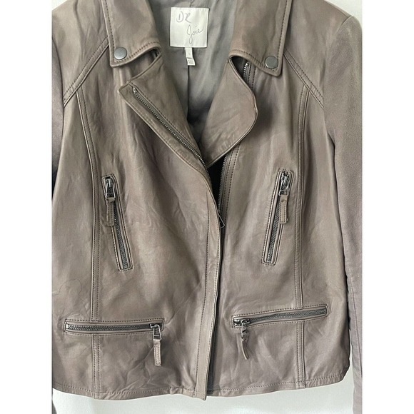 JOIE Womens Supple Lamb Leather Brown Moto Style Jacket Size Large Zip Biker - Picture 3 of 14